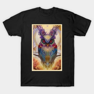 Pretty Art Deco Style Design of a Magic Wise Owl T-Shirt